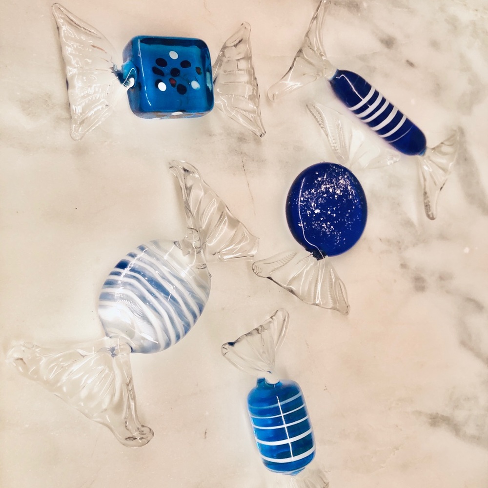 Murano glass candy pieces.